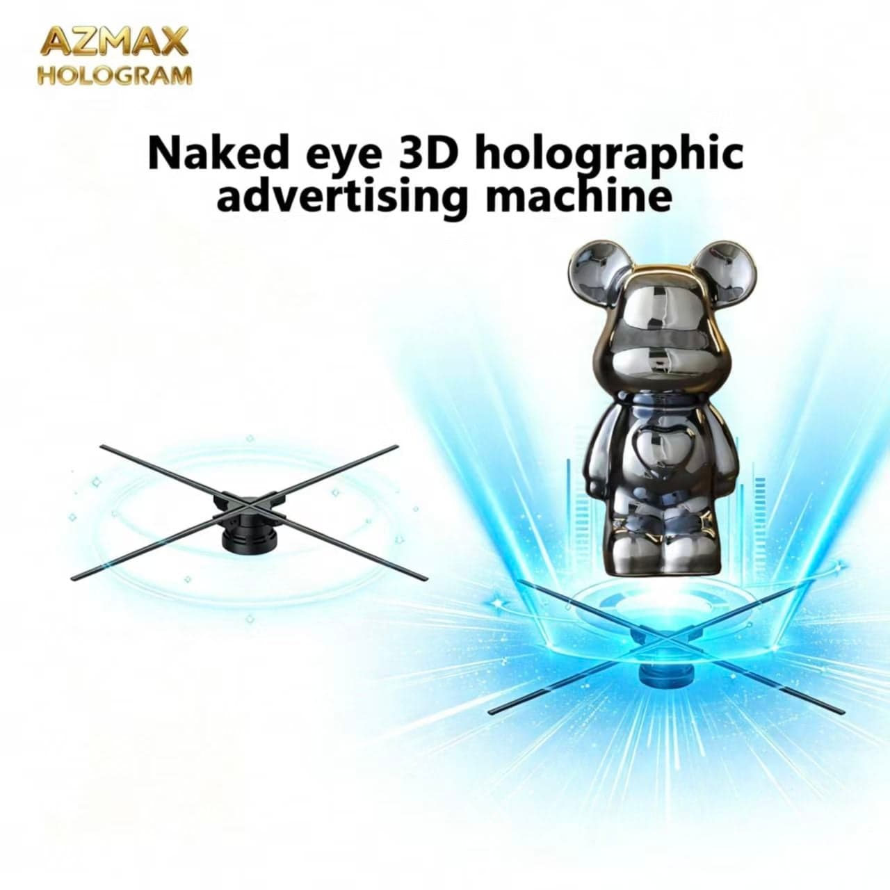 AZMAX 100cm 1184LED 3D Hologram Screen Projection Advertising Equipment 3D Hologram Fan Display with Projection Function