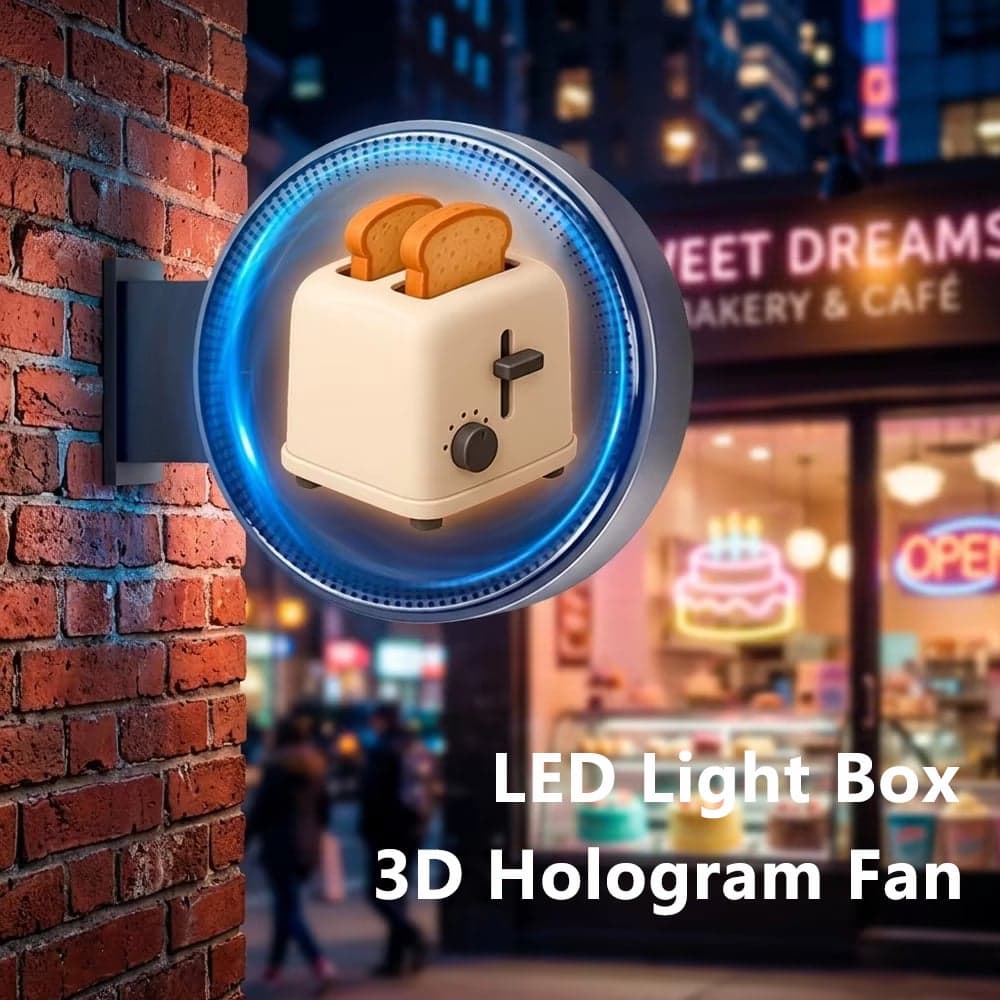 3D Holographic Fans Double Sided LED Light Box Advertising Display Illuminated Showcase Projector 360 Viewing Outdoor Wireless