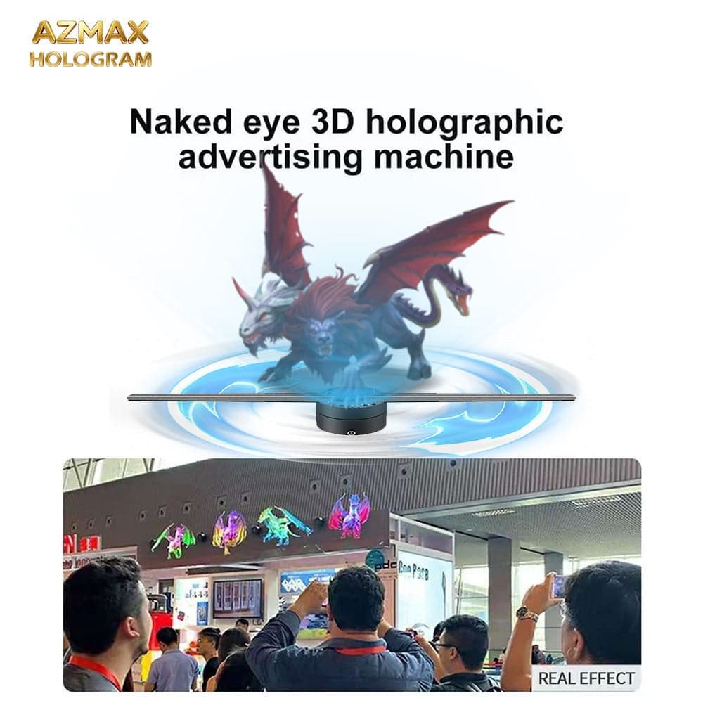 Hot Sales Indoor Advertising 3D Holographic LED Projector Fans WIFI/App-Controlled OEM Supply 42x42CM 1600cd/m Brightness 1 Year