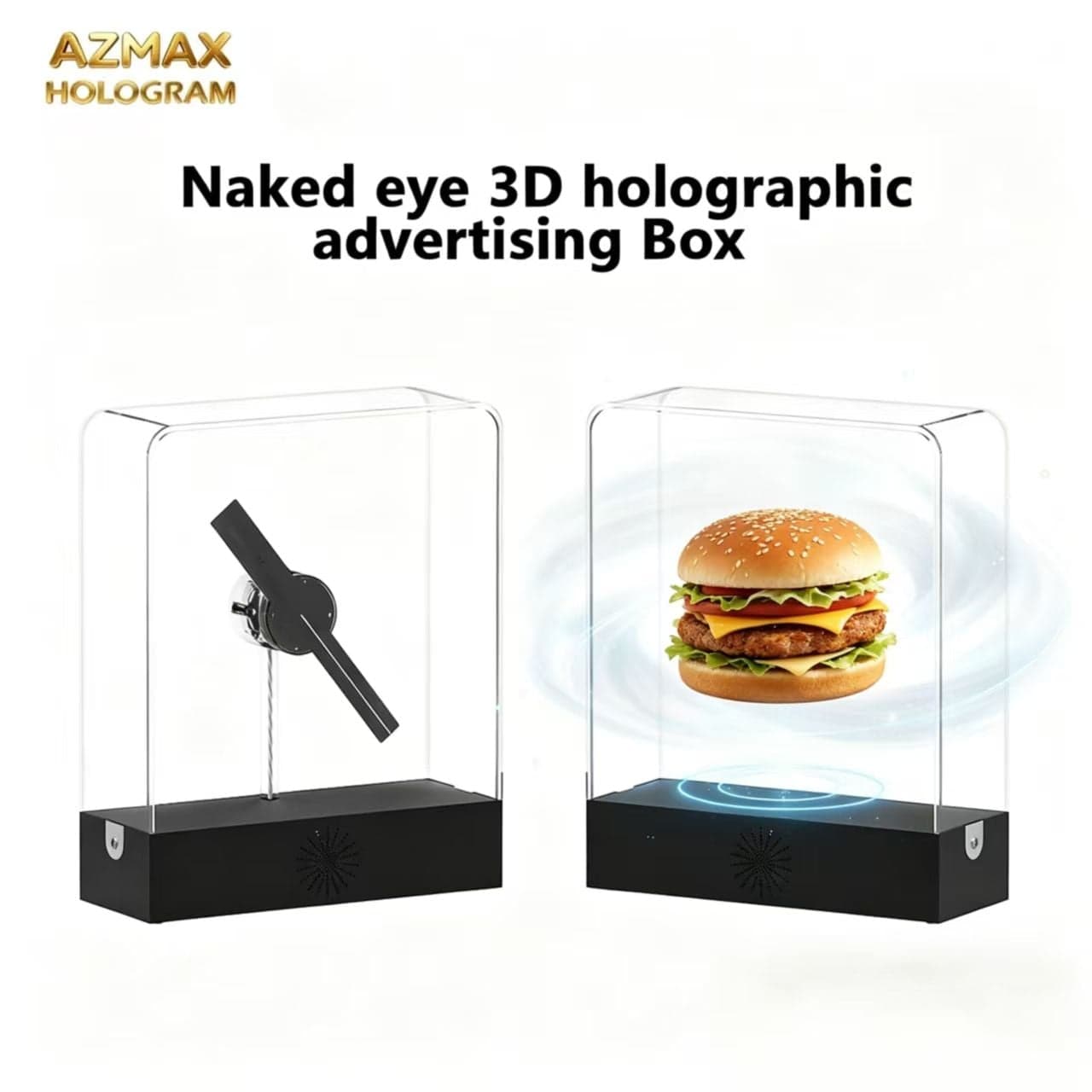AZMAX WiFi 4K 3D Holographic Projector Display Light for Digital Signage Advertising Display Bars Parties Xmas 3D Hologram