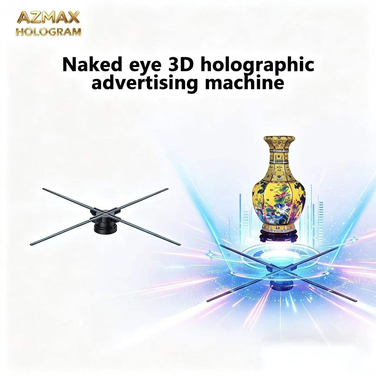 AZMAX 65cm 25.6in Led Display Screen Digital Signage and Displays 3D Hologram Fan Advertising Commercial Equipment Machinery