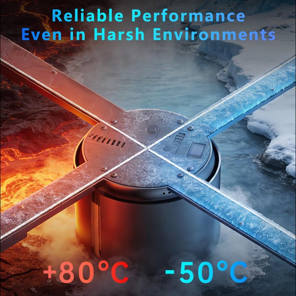 Commercial Grade Indoor/Outdoor Waterproof 3D Holographic Projector Fan 2000cd Brightness 1 Year Warranty Metal Construction-OEM