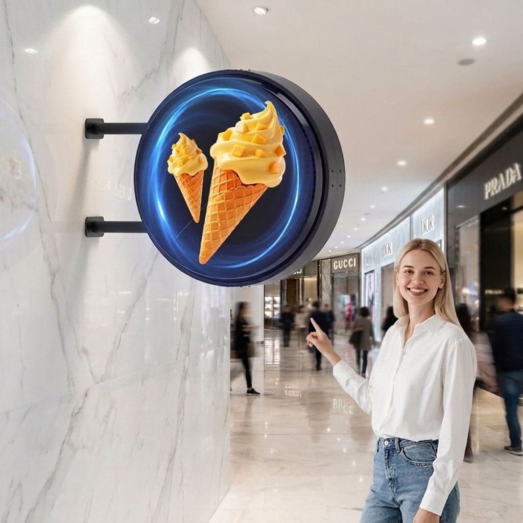 LED Hologram Fan Advertising Light Box Double Sided LED Display Screen Digital Signage Commercial Advertising Device