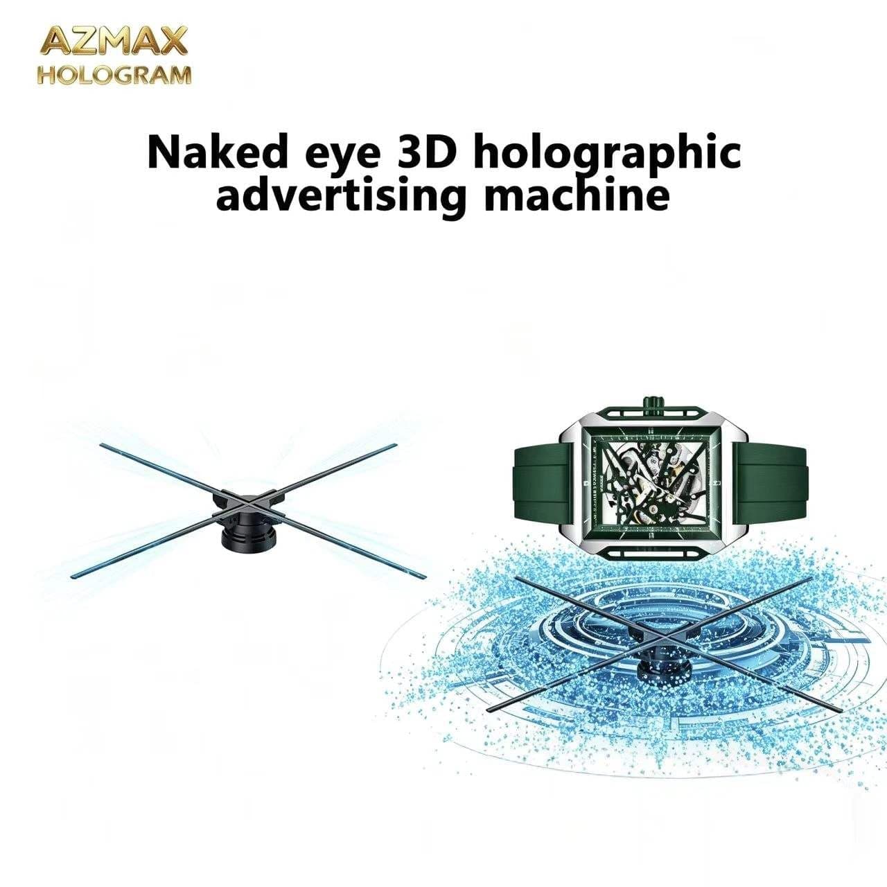 AZMAX 52cm Venti Latore Olografico 3D Nudo 1024LED Naked 3D Hologram Fan Digital Signage Display Screen for Advertising