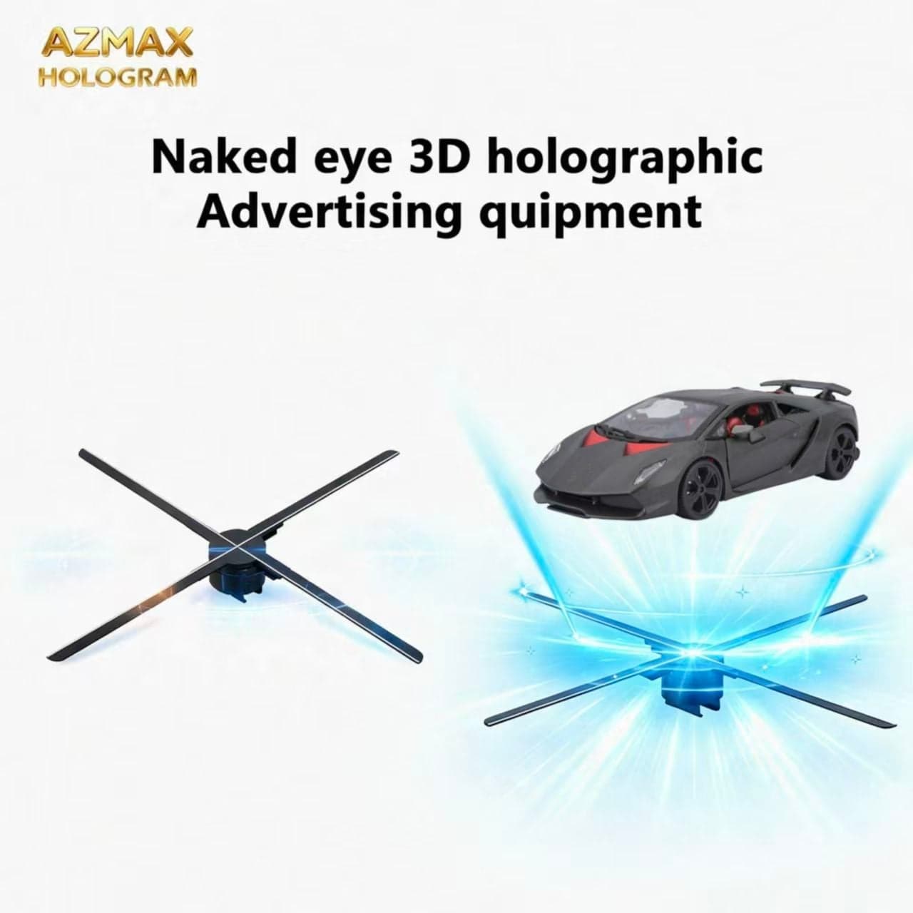 AZMAX 100cm 1600LED Ultra High Definition 4K Max 3D Holographic RGB LED Paneles Decorativos Hologram Advertising 96W Wired