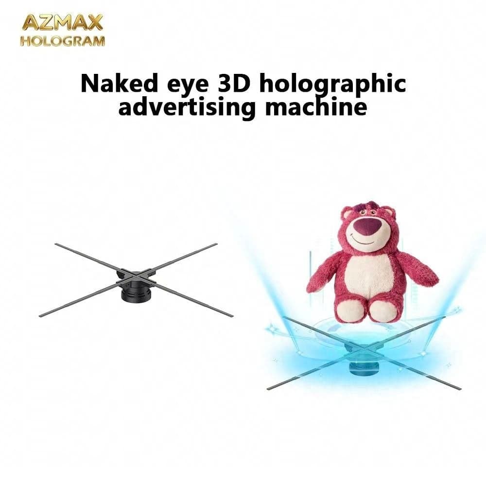 AZMAX 65cm Indoor Office Holographic 3D Advertising Display 768 Bright LEDs Bluetooth Connectivity One-Year Warranty Education