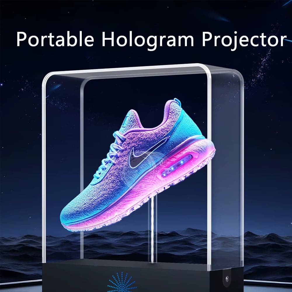 AZMAX Portable Hologram Projector with Holographic Fans 0.1mm Pixel Pitch 176 Viewing Angle App Control 1-Year Warranty
