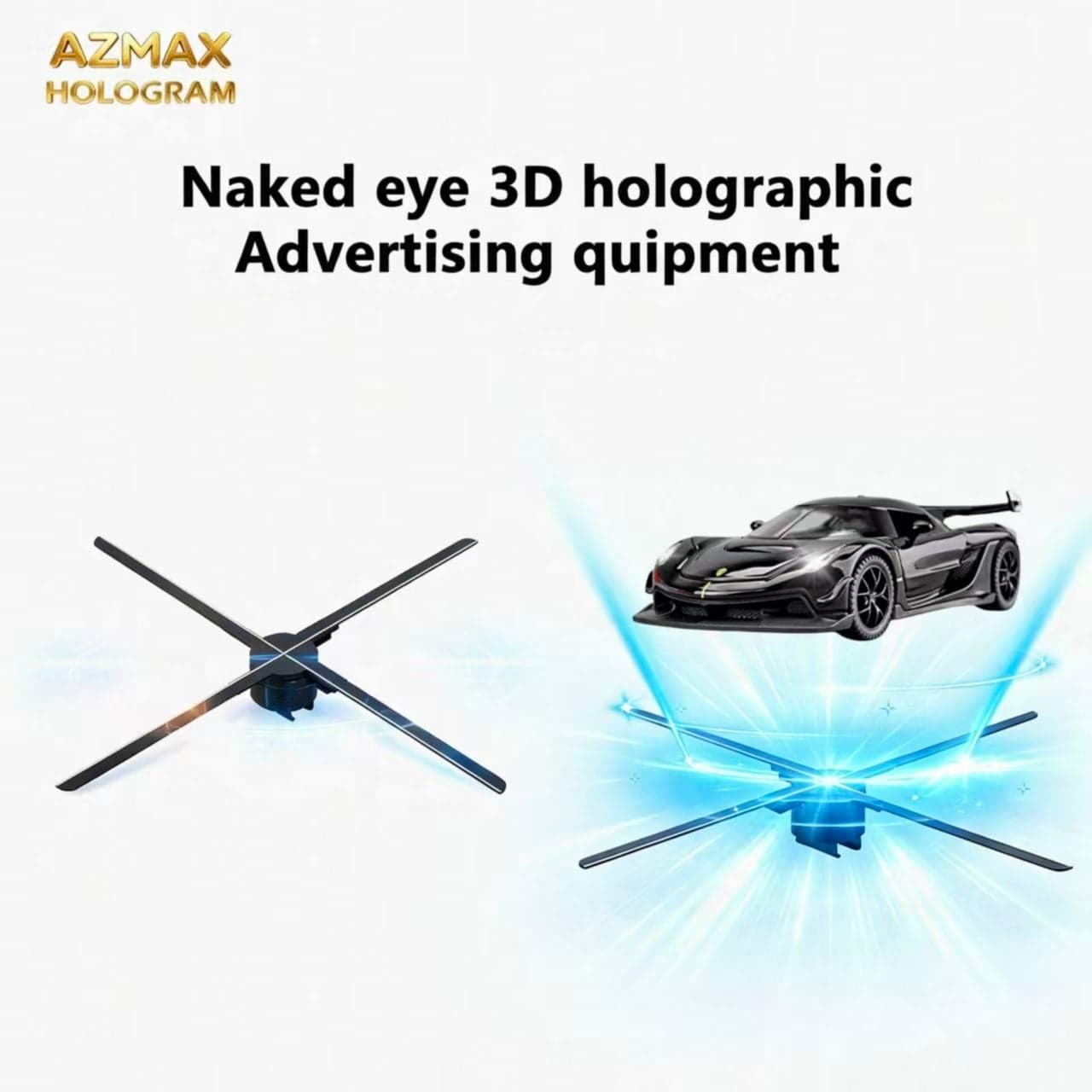 AZMAX 100cm High Resolution 1600LED Video Projector Light 3D LED Fan Advertising Machine with Remote for Display
