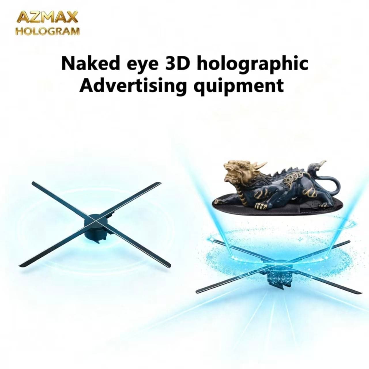 AZMAX 50cm 768LED Outdoor Projector 3D Hologram Display HD Advertising Equipment with Remote Player Fan OEM/ODM Available