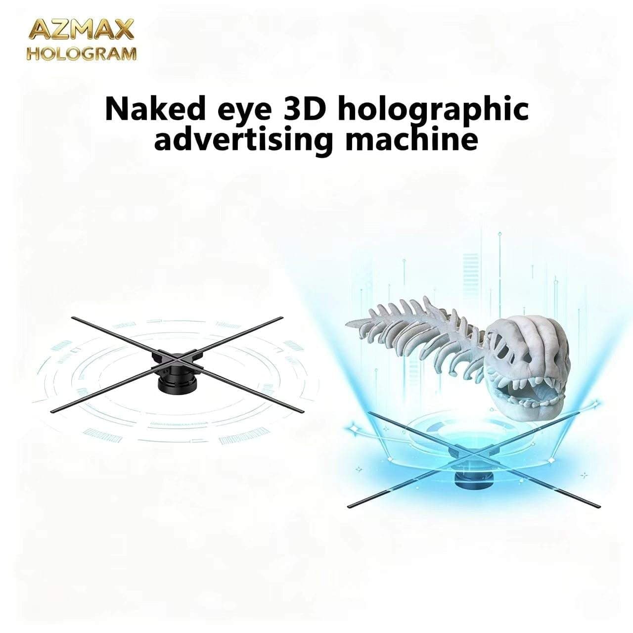 AZMAX 26in Ultra-clear 3D Holographic Projector Fan Display 3d Hologram Fan for Advertising Trade Show Equipment