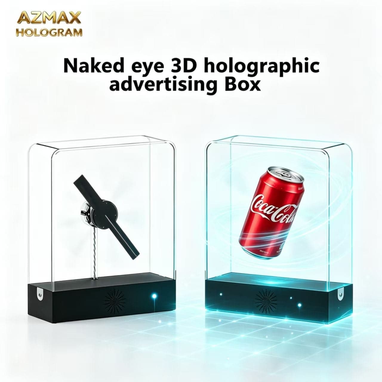 COEUS 20CM 3D Hologram 128 LED TF Card Easy Assembly Indoor Use Portable for Plastic Protective Cover Garment Display Rack