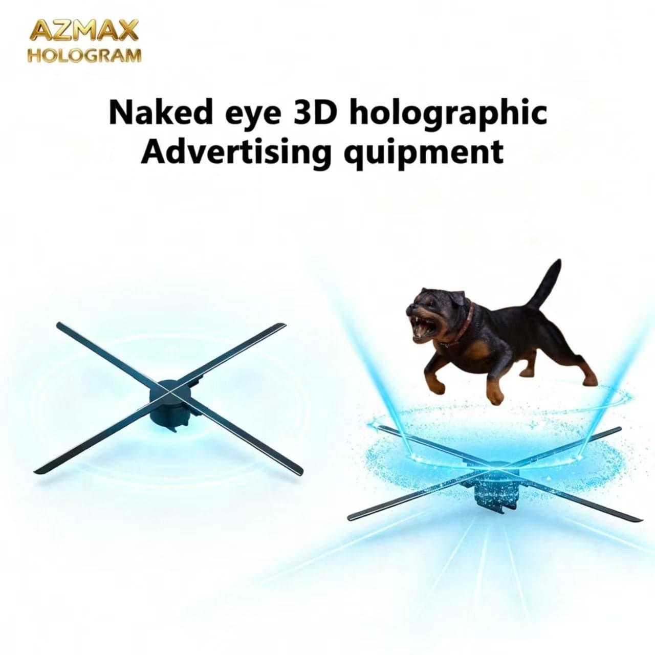 AZMAX 46cm 768LED 3D Holographic Neon Fan Indoor OEM 4K Brightness 170 Viewing Angle Education Store Advertising Christmas