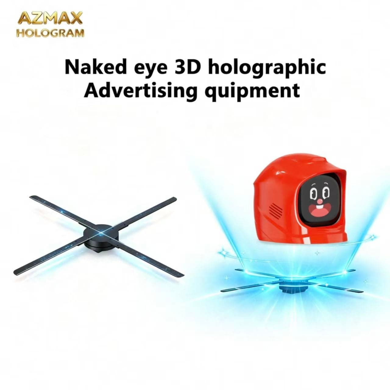 AZMAX 65cm 3D LED Holographic Fan Mobile App Operated Outdoor Display Advertising Machine with Hologram Support