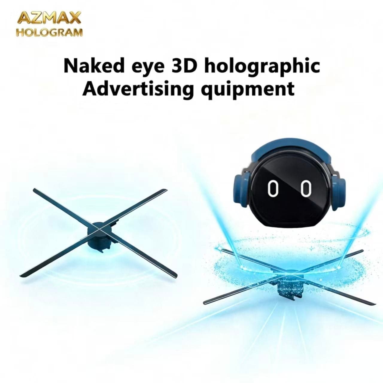 AZMAX 46cm 768LED 4K HD 3D Hologram Fan New Year Christmas Party Store Bars Display Signs WIFI Function Advertising Equipment
