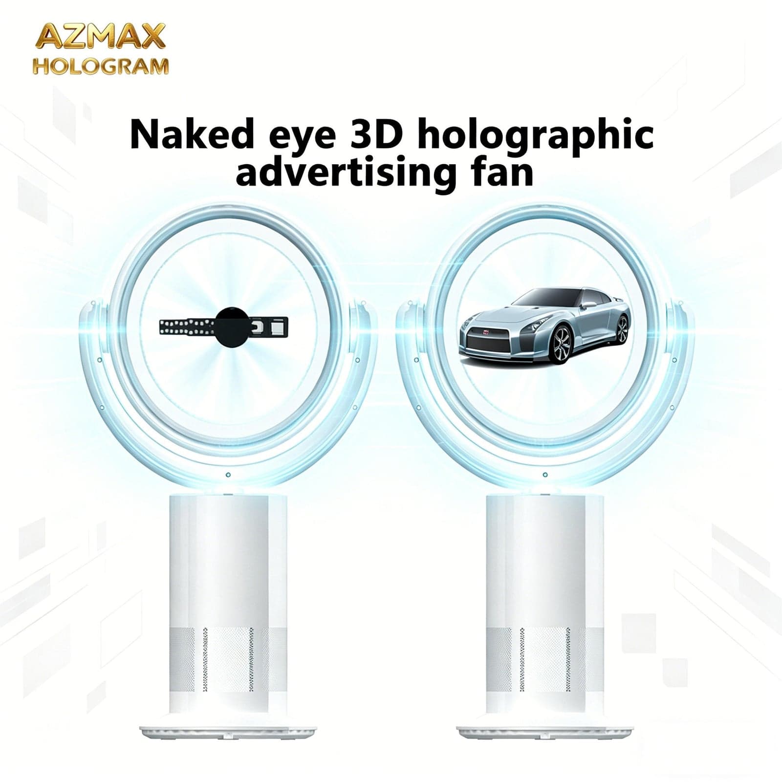 AZMAX Custom Led 3D Hologram Bladeless Fan Portable 45W Animal Pattern Novelty Party Gift Set for Home Wall Fan