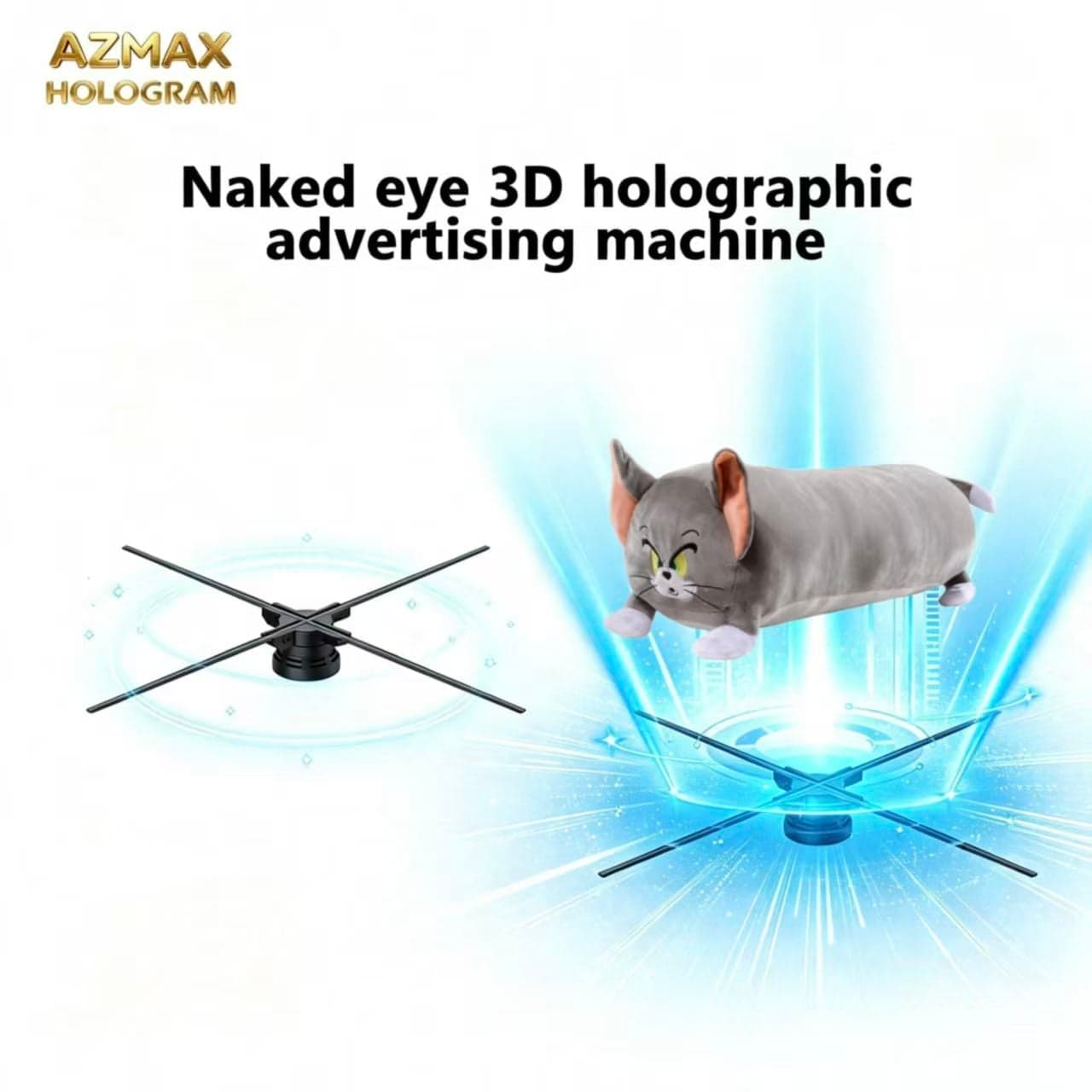 AZMAX 1184LED Wireless 100cm 3D Hologram Fan Screen Projection 3D Hologram Fan Advertising Equipment with Splicing Function