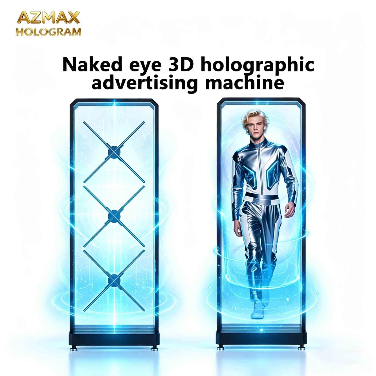 AZMAX 3D LED Fan Hologram Projector Ultra High Definition Holographic Transparent Display Screen Advertising Equipment (3)
