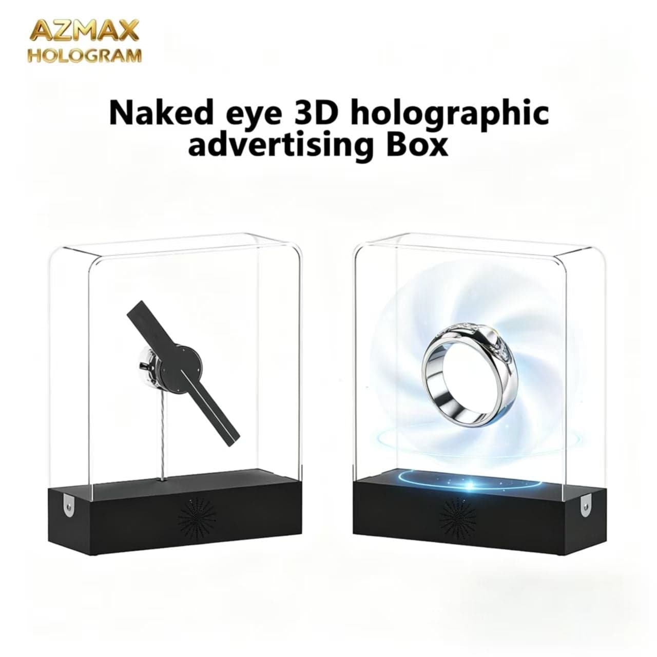 AZMAX 3D Hologram LED Fan Display Front Desk Mini Transparent Led Screen Holographic Display Screen