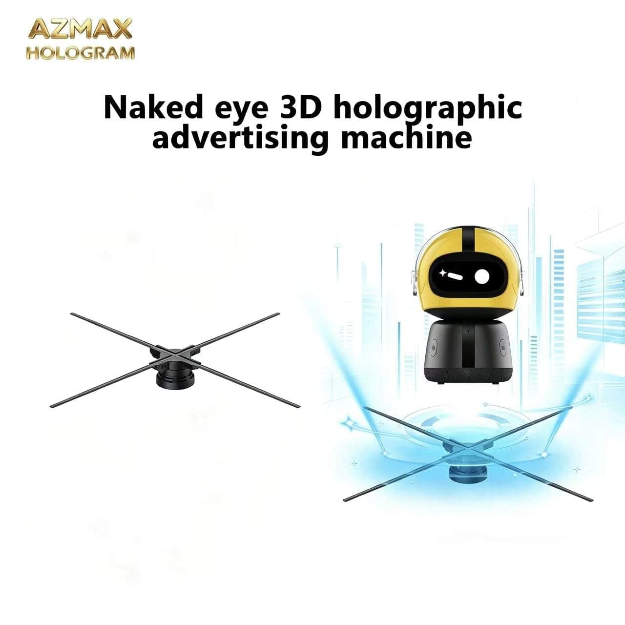 AZMAX 80cm Indoor LED 3D Display Machine Best Outdoor Large 928 LED Holographic Logo Hologram Fan Made Advertising Equipment