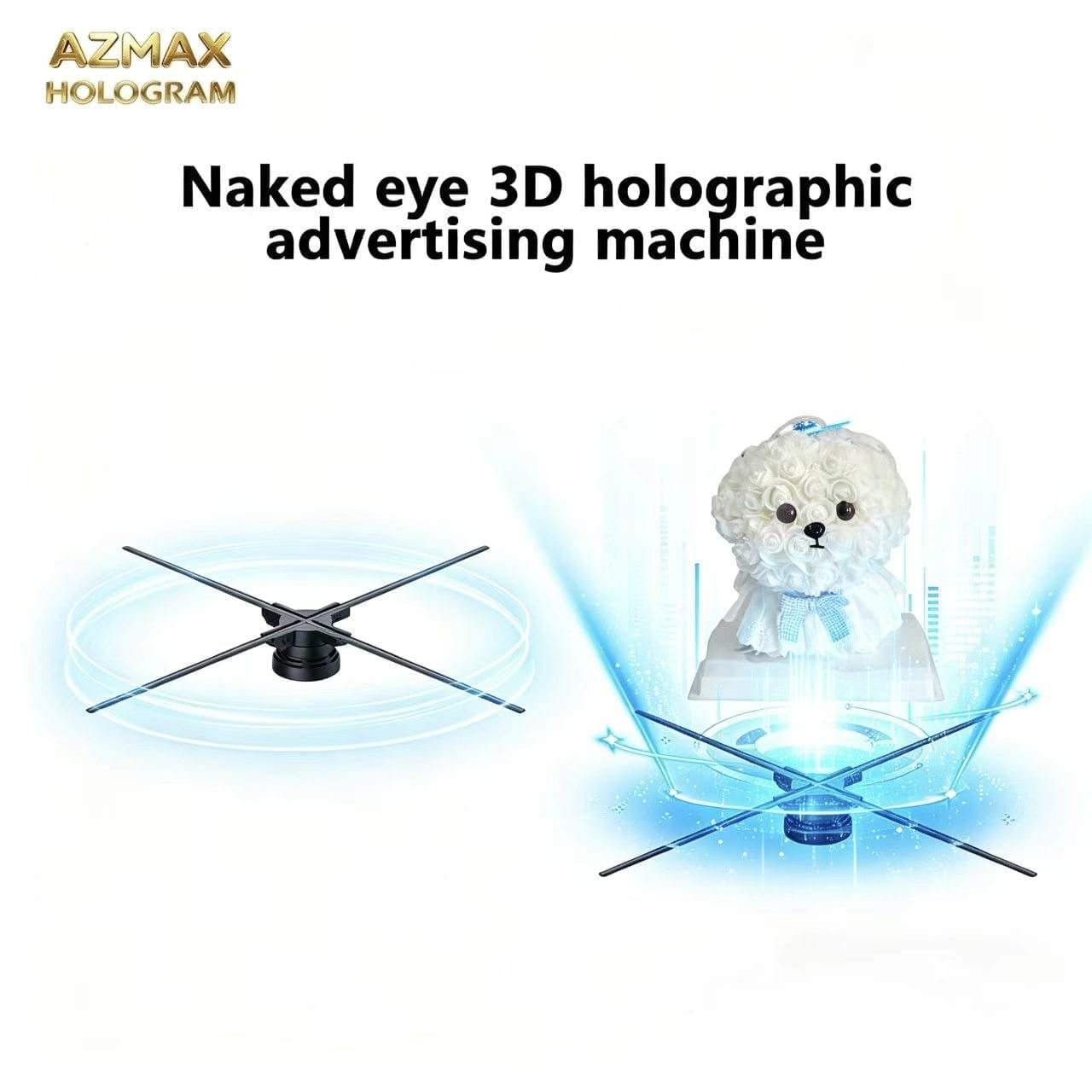 AZMAX 65cm 768 LED 3D Hologram Projector Stand Customizable OEM Education Digital Signage Displays Amazing Human-Robot Elevator