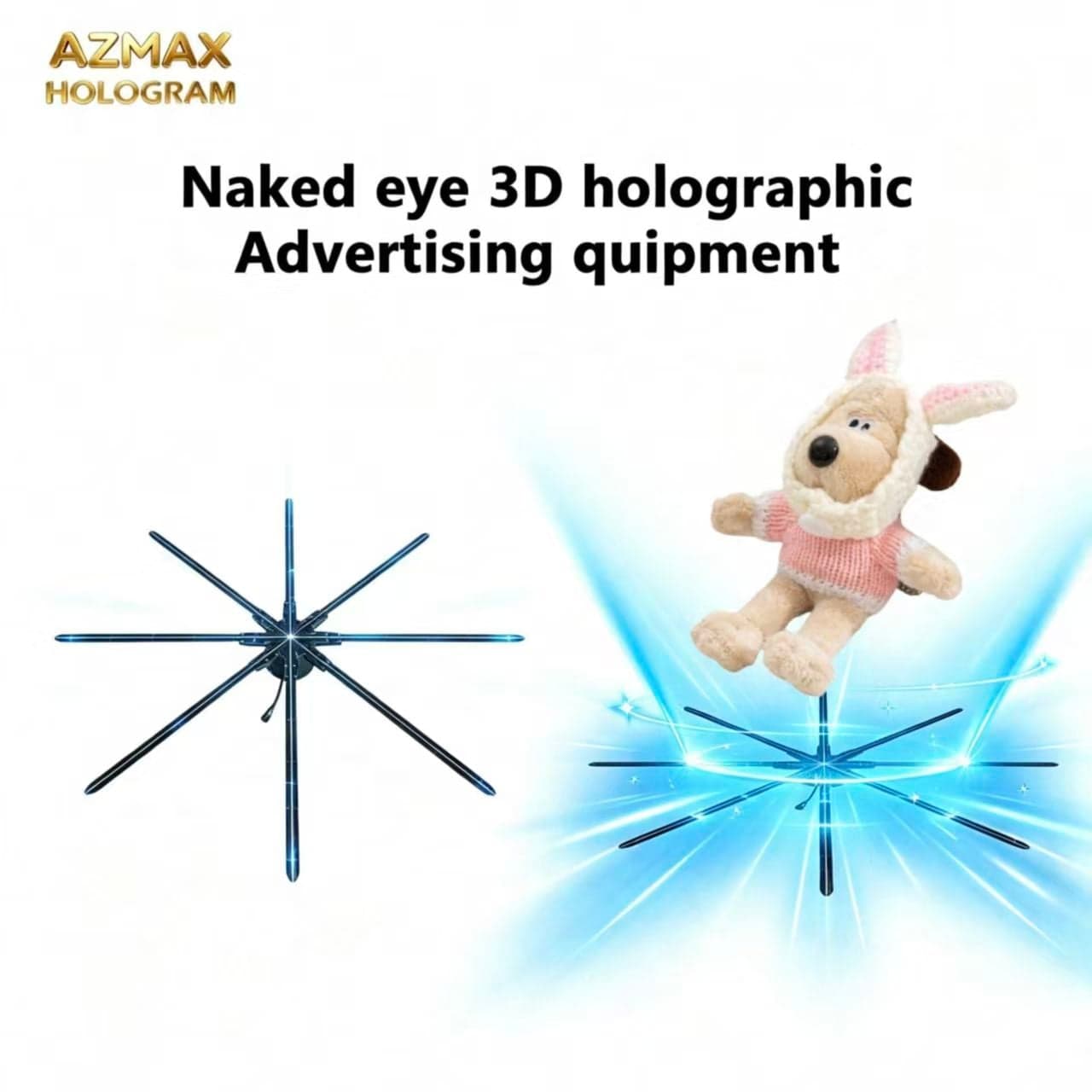 150cm 3D Holographic Fan Naked Eye LED Transparent Screen Advertising Display OEM Service for Brand Promotion and Scenic