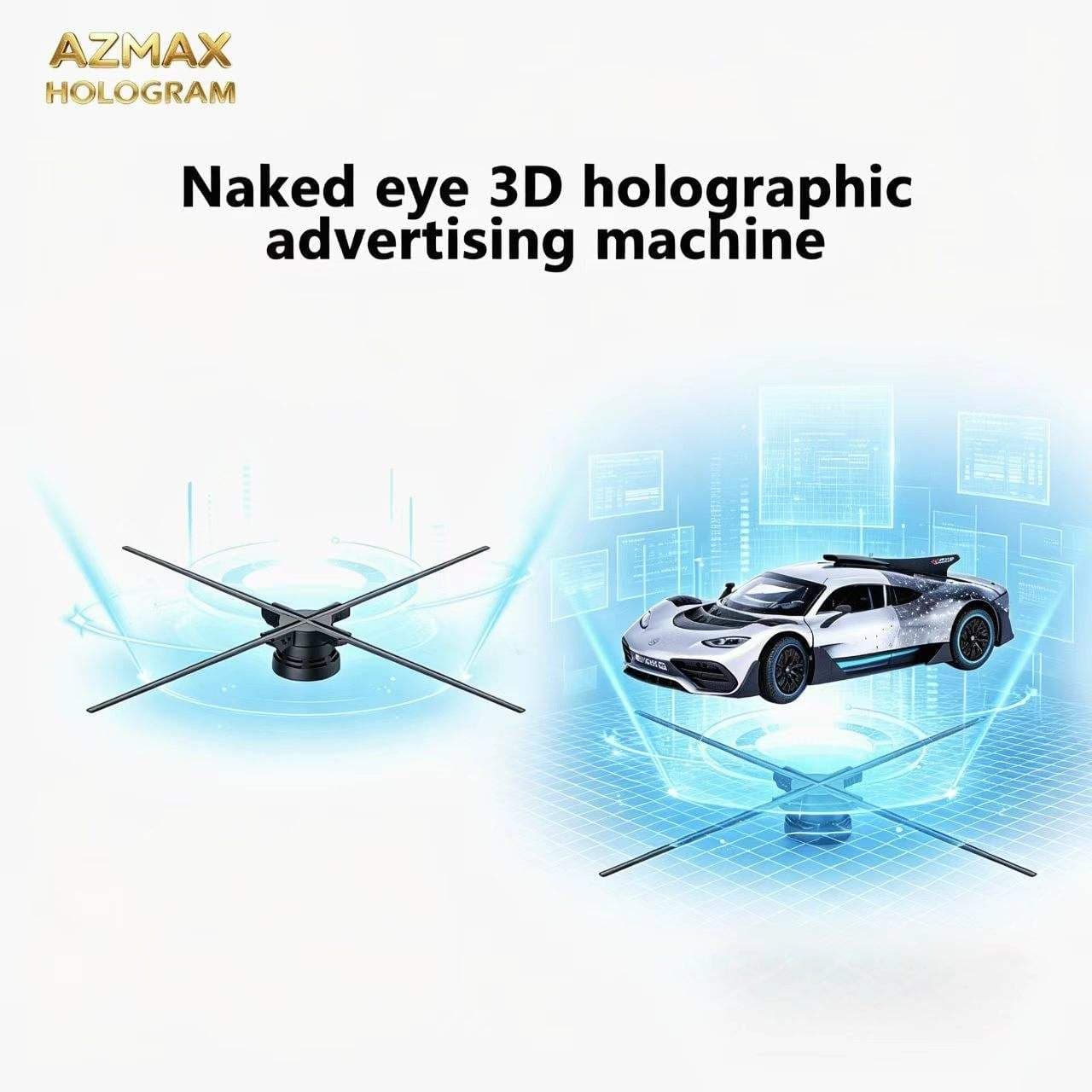 AZMAX 80cm Indoor 3D Projection Screen 928 Bright LEDs 1600x928 Resolution 2500cd/m Brightness APP Remote Control TF Card No