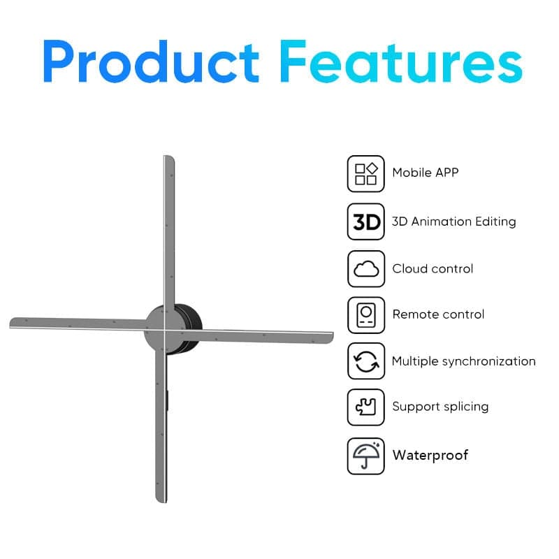 AZMAX 80cm Waterproof 3D Holographic Projection System with Holographic Fans for Outdoor LED Video Wall Education Use OEM
