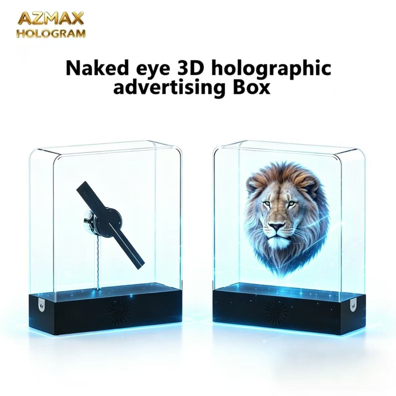 AZMAX 3D Hologram Fan 4K Resolution Portable App Control TF Card Content Replacement LED Display for Supermarket Bar Christmas