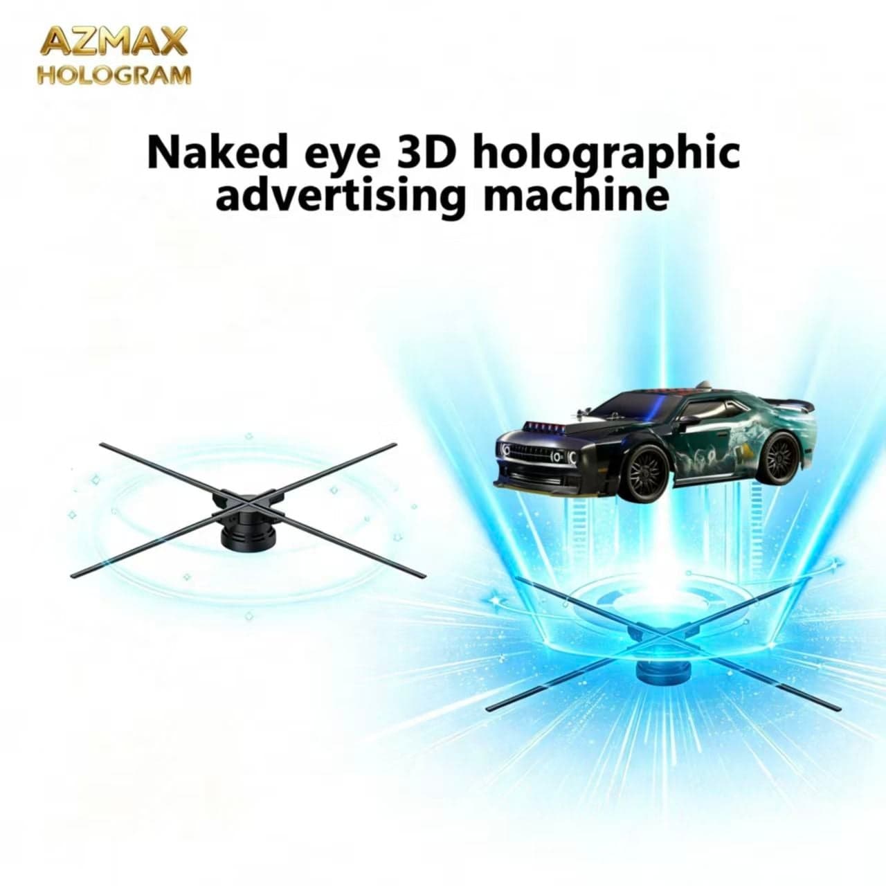 AZMAX 1184LED 100cm High Resolution 3D Holographic Display LED Fan Wholesale Cloud Mall Hologram Wifi Splicing Advertising