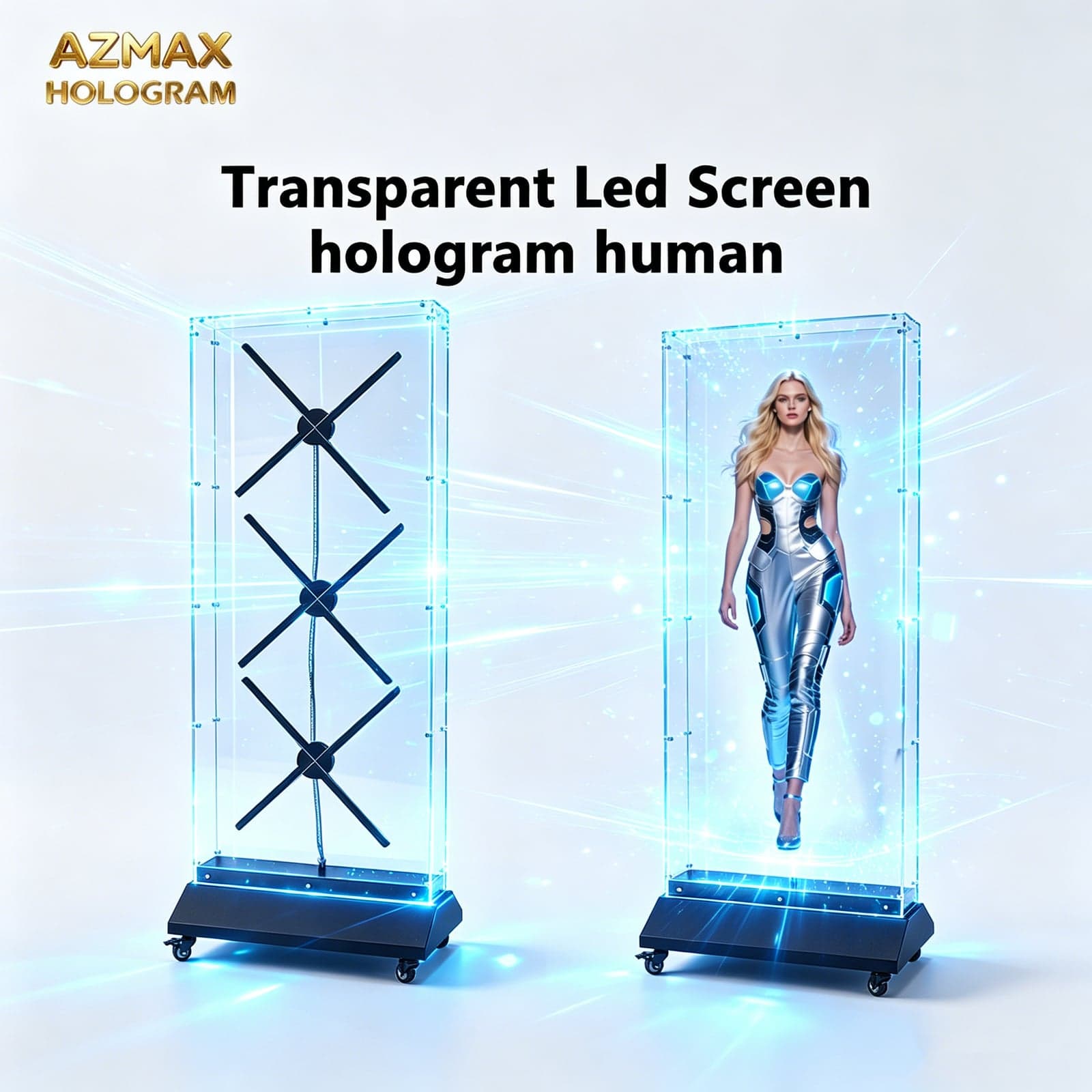 Ultra Bright 2500cd Transparent Acrylic 3D Holographic Fans LED Display 1-Year Warranty for Store Window Advertising Education