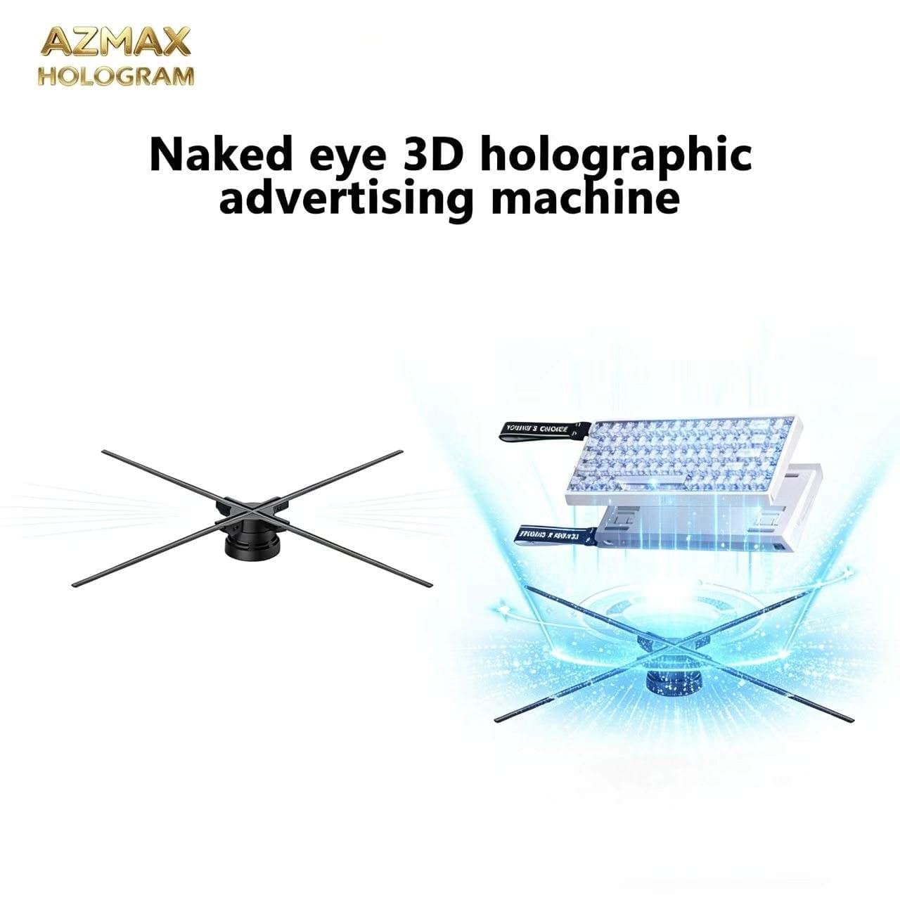 AZMAX High Resolution 65cm 1024LED Advertising Equipment Supplier 3D Hologram Screen Wall Display Holo 3D Fan Projection