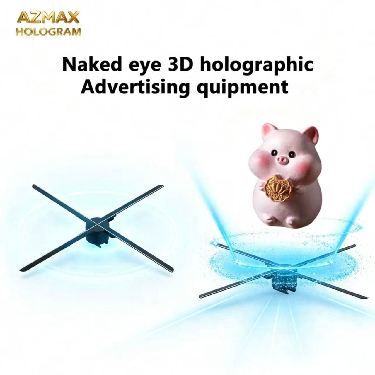 AZMAX 80cm 1280LED 3D Wireless Advertising Holographic Real-Time Screen Video Education Display OEM Hologram Equipment