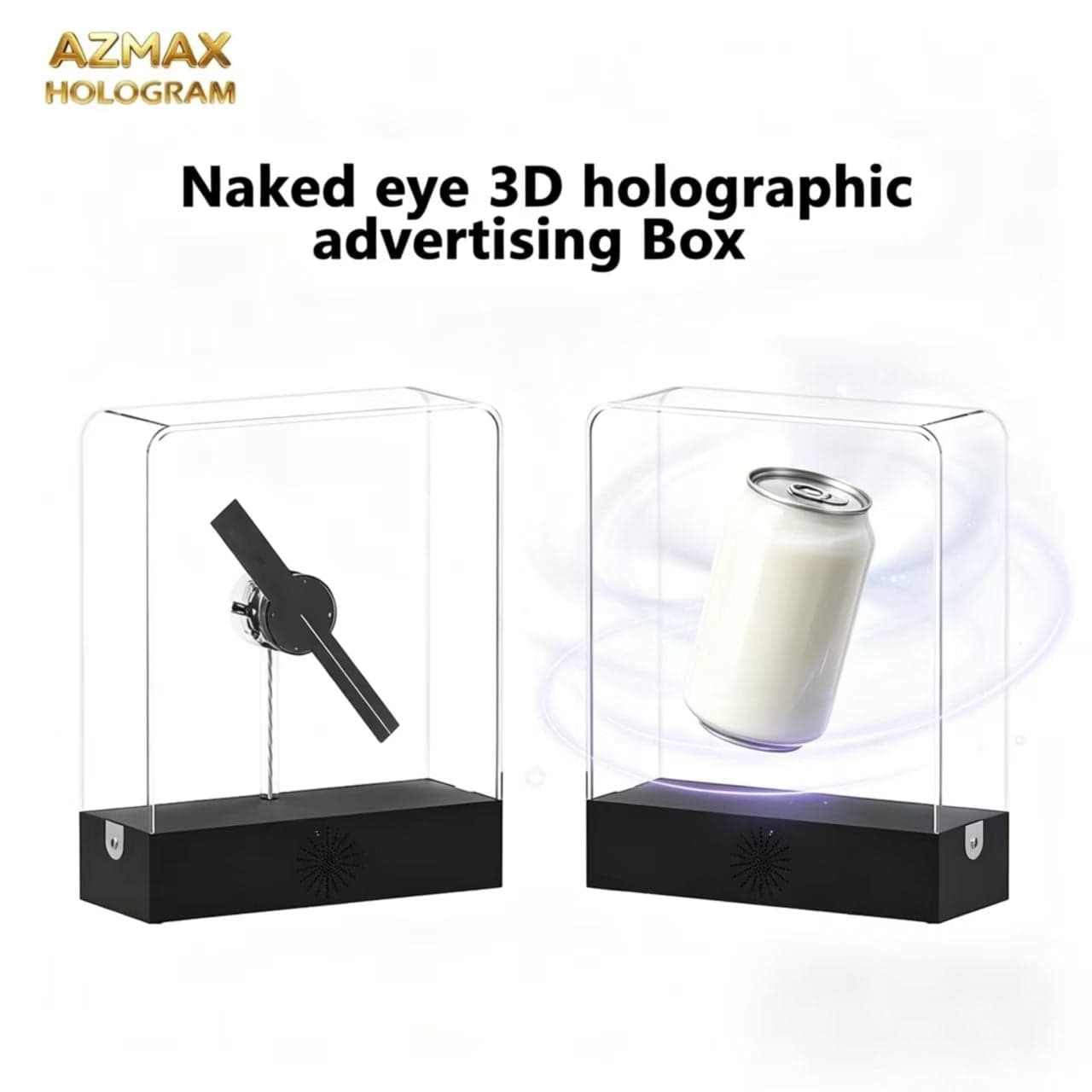 AZMAX Light Strip Display Mini Logo Neon Resolution Portable Content Switching 3D Hologram Fan Advertising Billboard Equipment