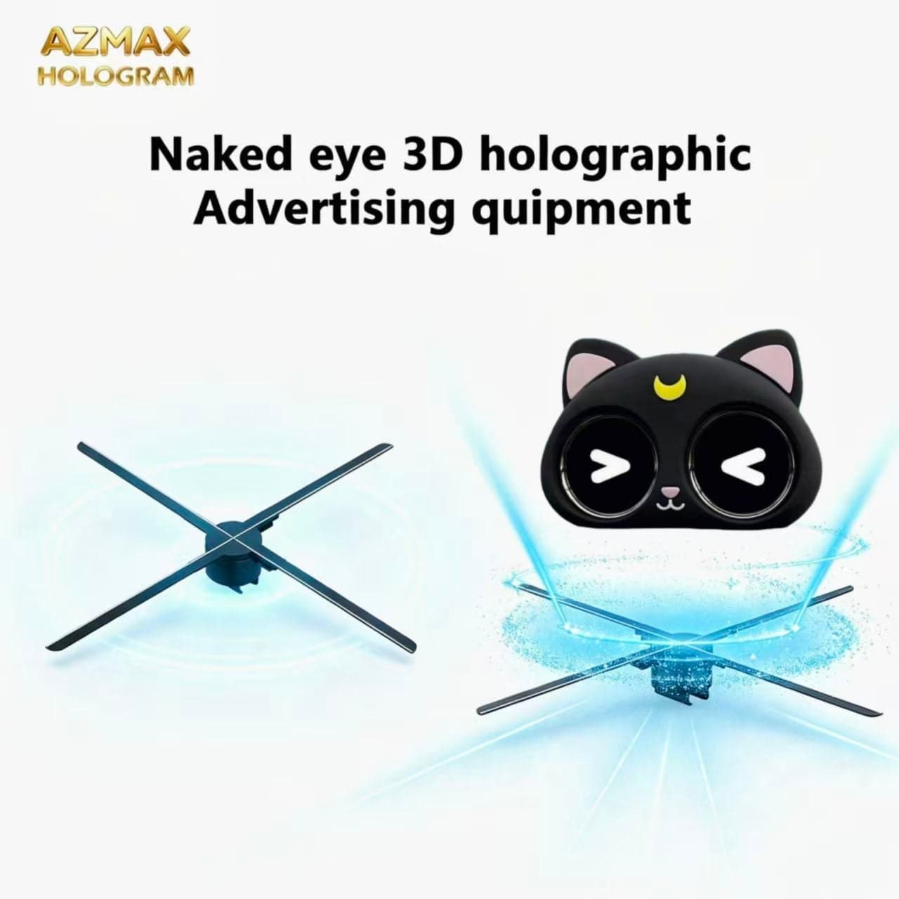 AZMAX 100cm 4 Blades 3D Holographic Projector LED Fan Big Size Other Advertising Equipment Transparent Led Display Screen