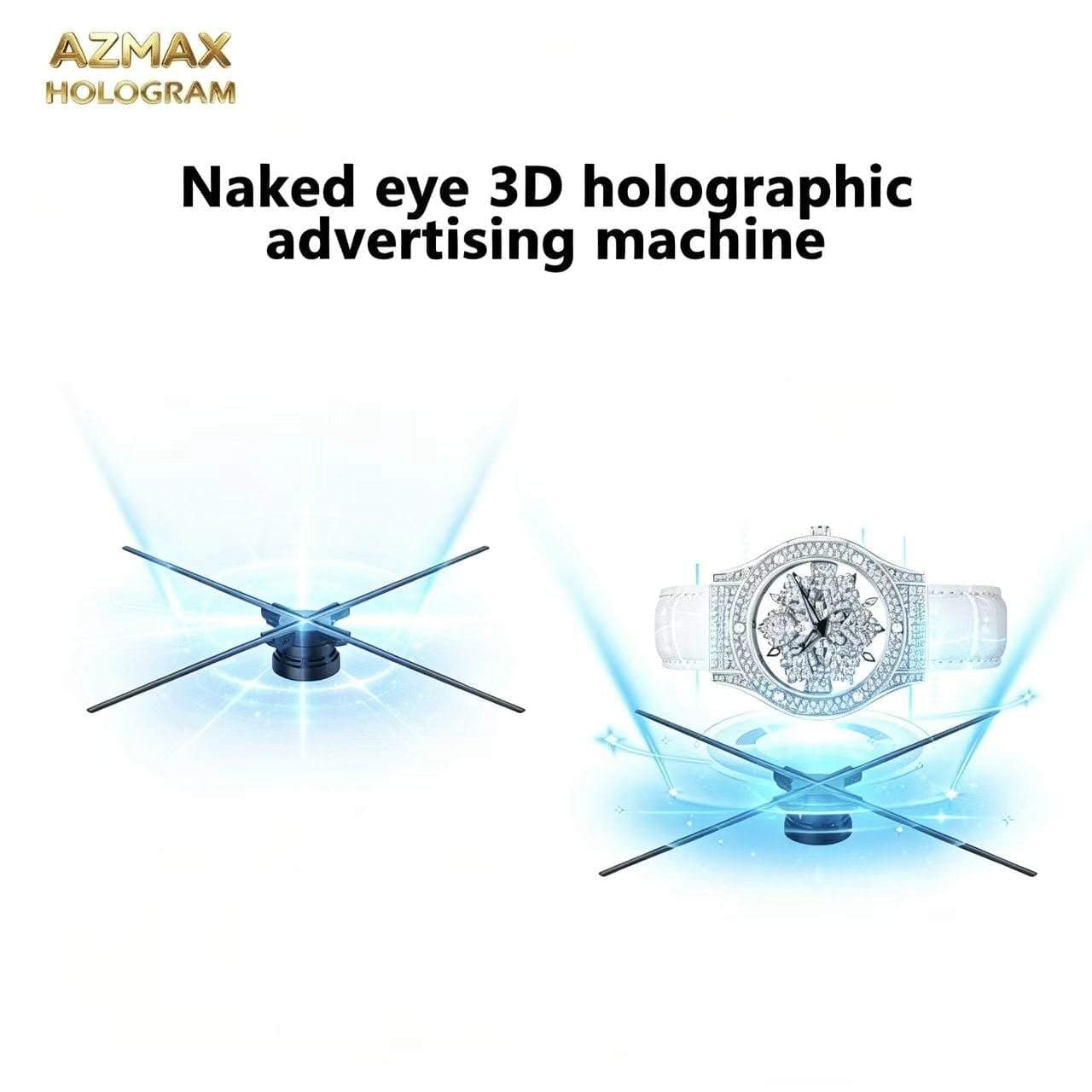 AZMAX Professional 1024LED Outdoor Indoor Advertising Equipment 52CM Movable 3D Hologram Display Naked Eye Support Fast for