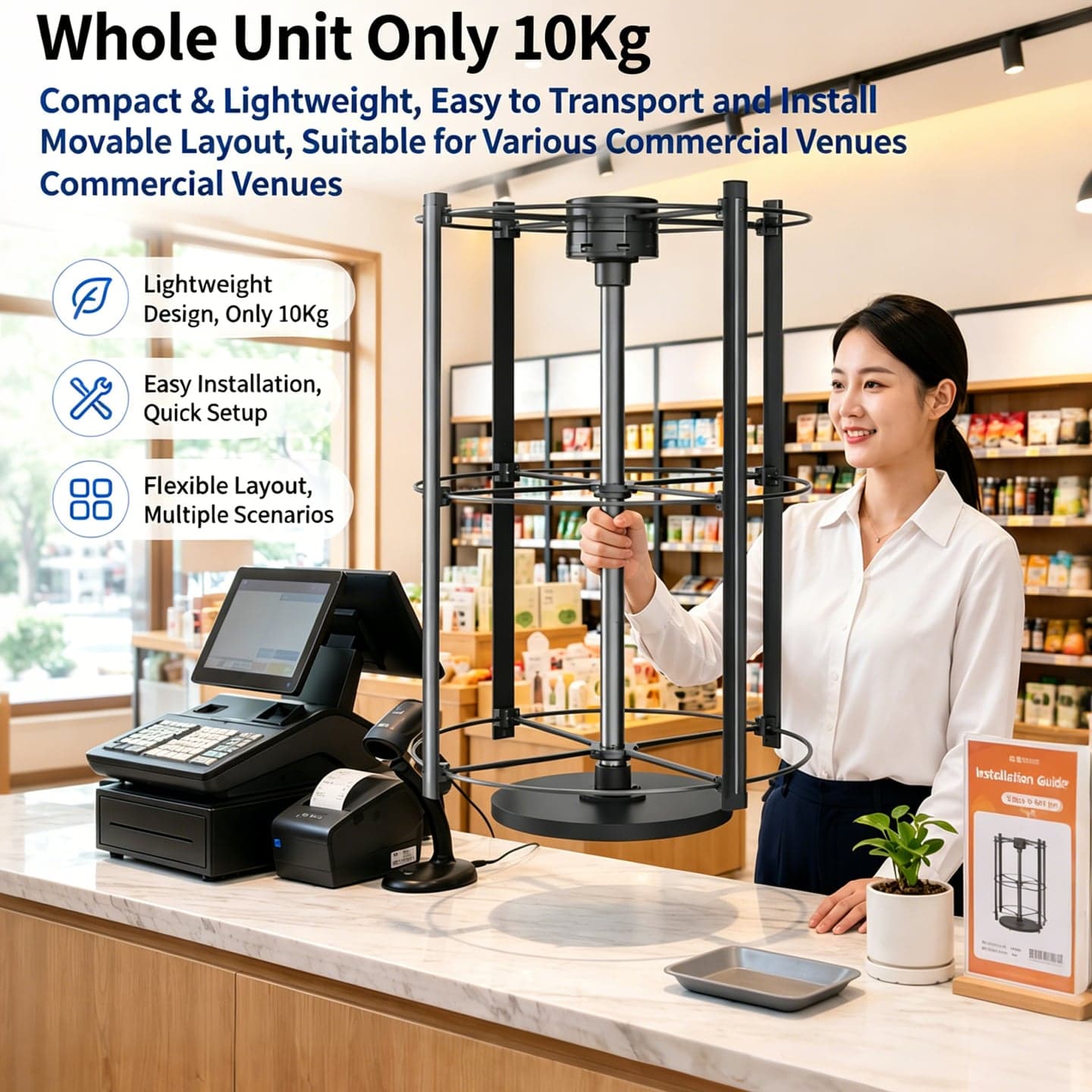 Portable Indoor Rotating LED Column Screen for Retail Store & Subway Promotion with 3D Visual Effect Digital Sign USB Playback