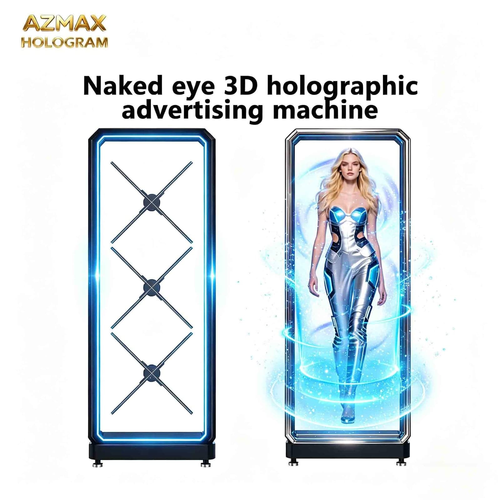 AZMAX Customized 3D Human Interactive Holographic Fan Display Indoor Business Exhibitions-OEM ODM Holographic Fan