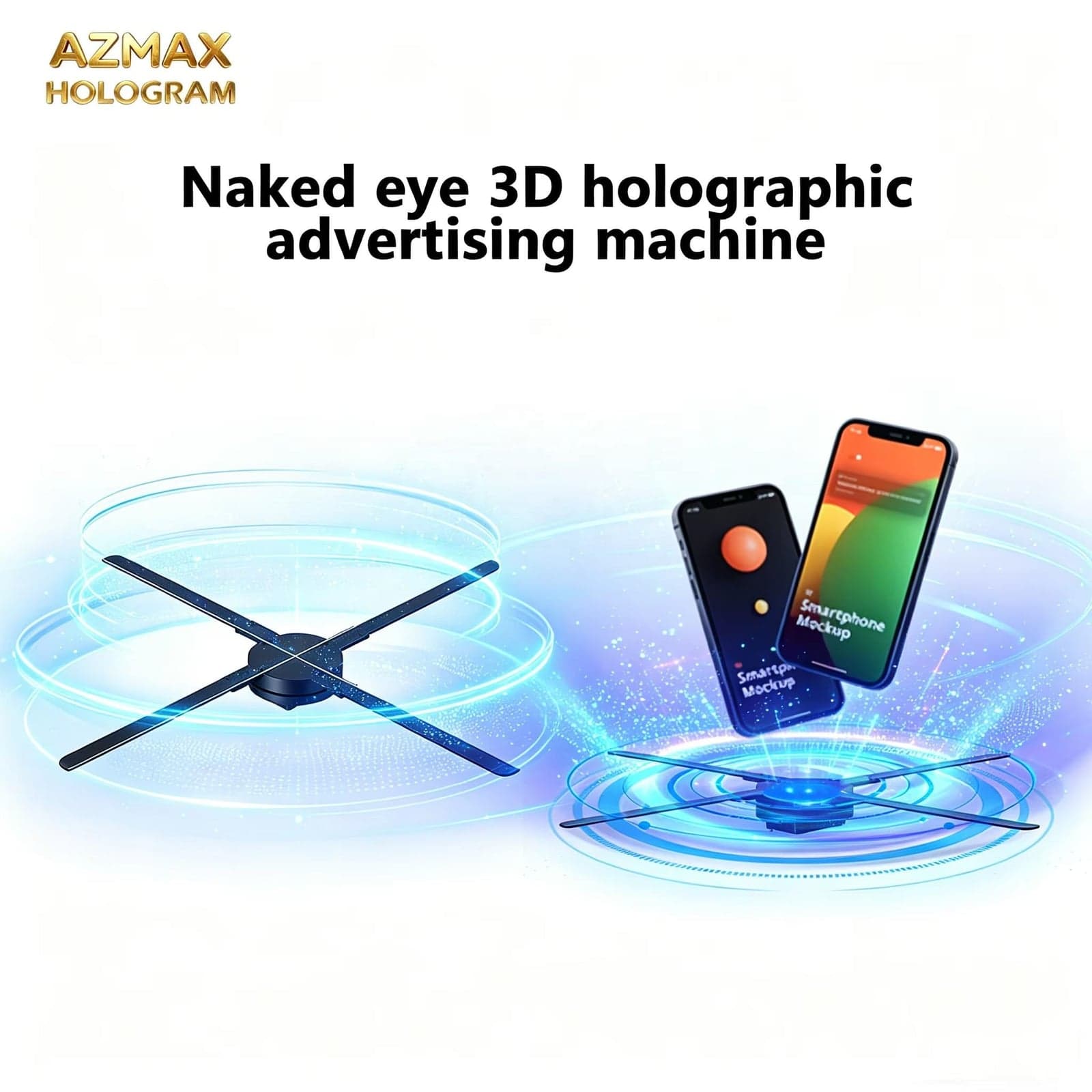 AZMAX High Brightness Transparent 3D Hologram Fan Display for Retail Store Advertising Screen Equipment
