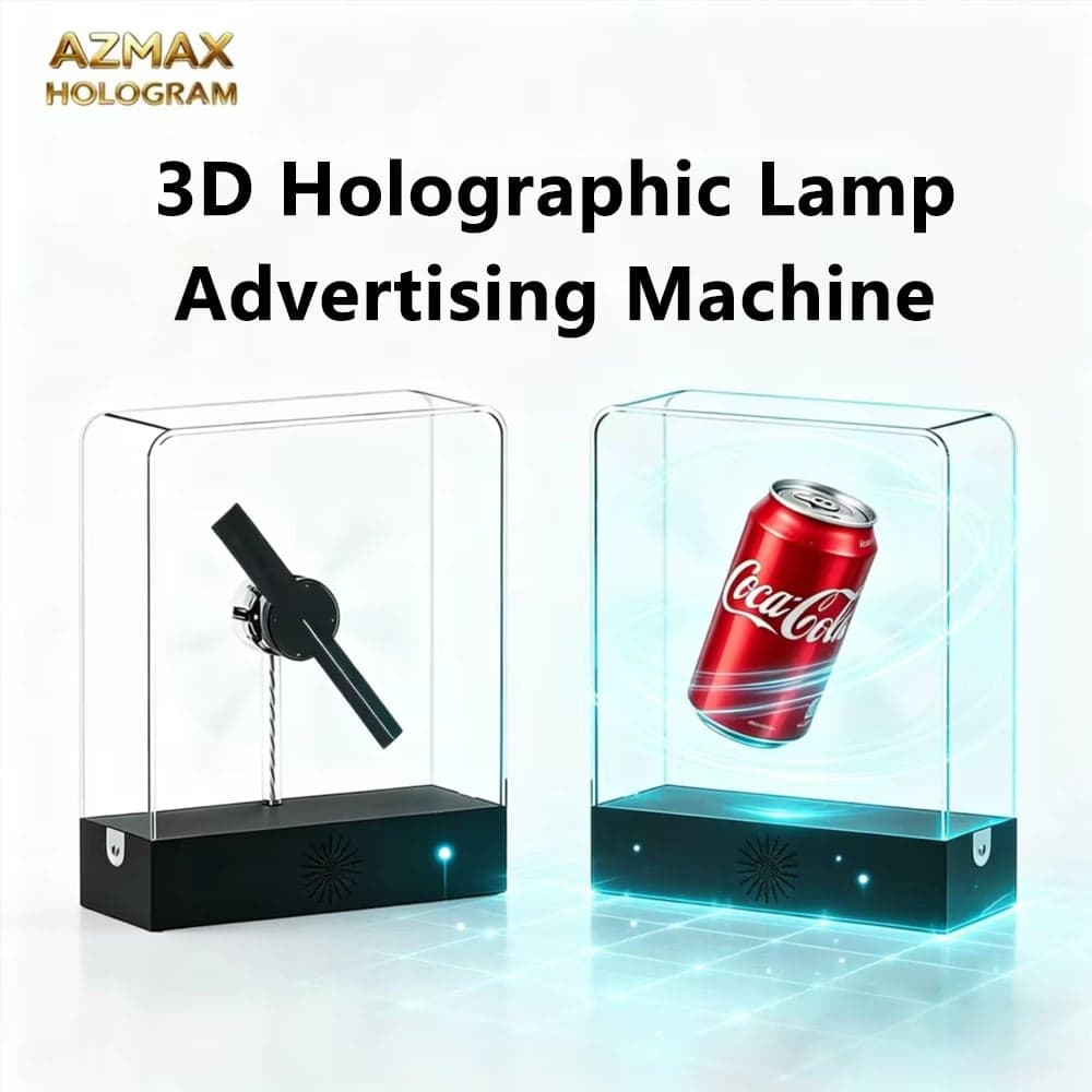 AZMAX Small Desktop Indoor 3D Holographic Fan Display 0.1mm Pixel Pitch 176 Viewing Angle-OEM Rechargeable LED for Education