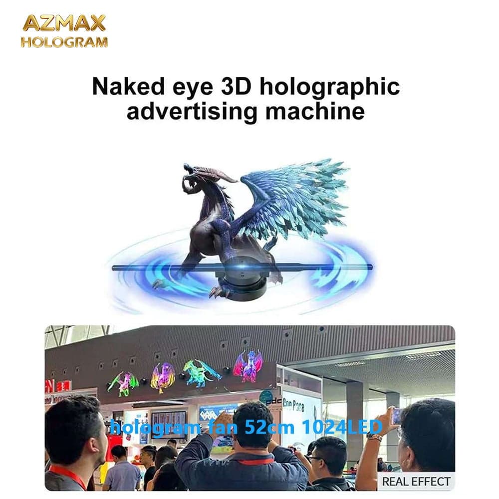 AZMAX Wholesale 42CM 3D Hologram Projector LED Fan Display with Software 3D Effect Equipment TF Card Publicity OEM Supplier