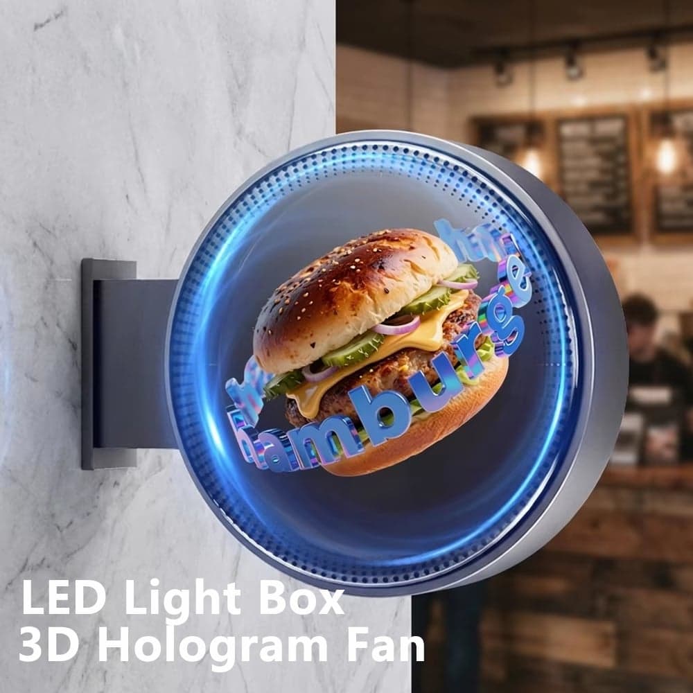 3d Hologram Fan Double Face LED Light Box Advertising Sign Display Board 360 Viewing Angle Outdoor Indoor Hanging Decorative