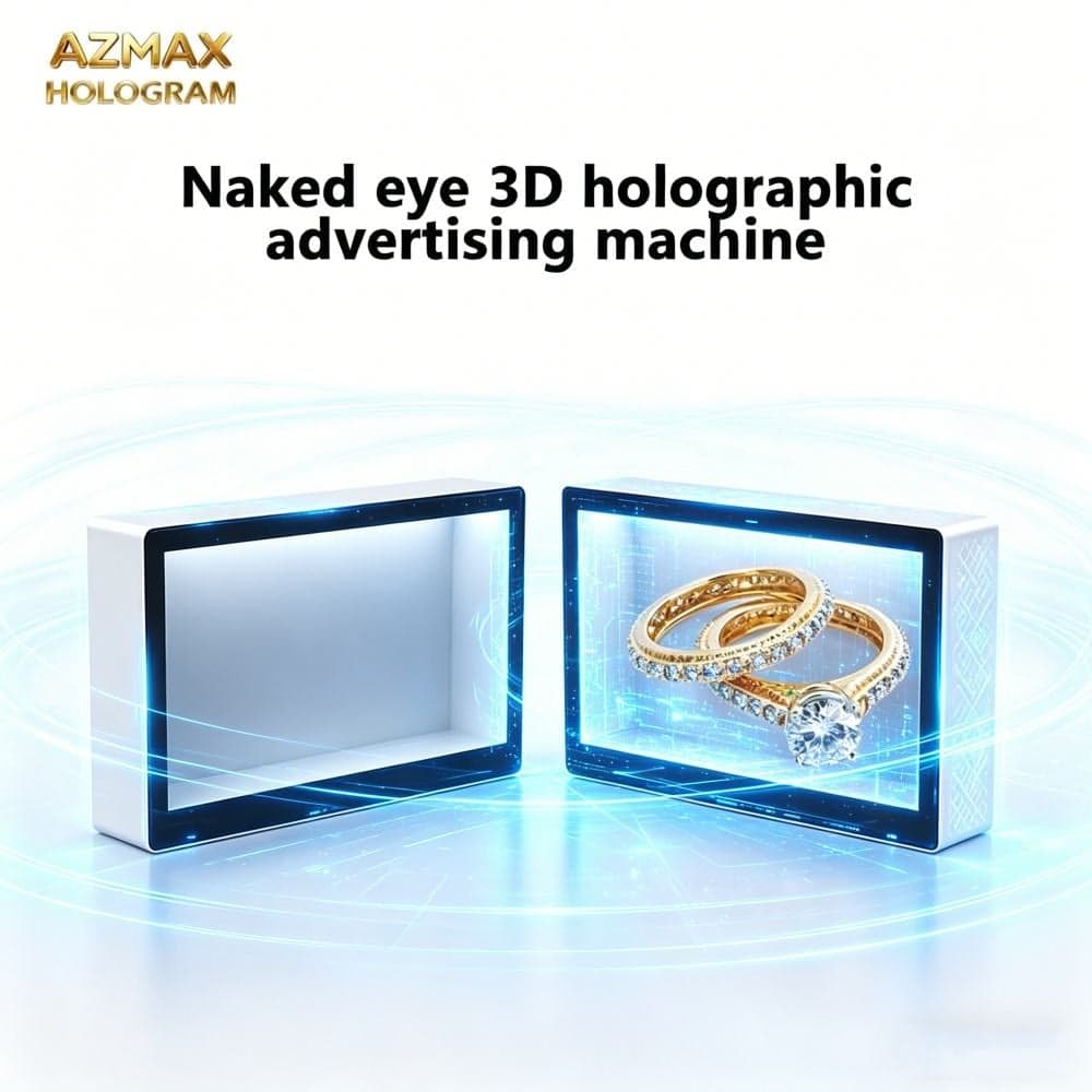 AZMAX 3D Hologram LED Light Box Low Power Iron Profile Frame for Watches & Jewelry Advertising for Tabletop Displays