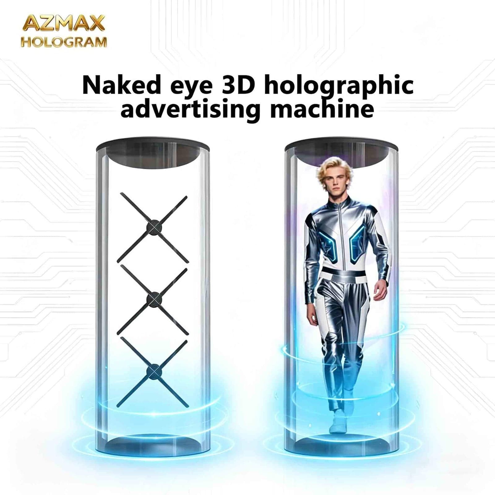 AZMAX 3D LED Fan Hologram Projector Ultra High Definition Holographic Transparent Display Screen Outdoor Advertising Equipment (2)