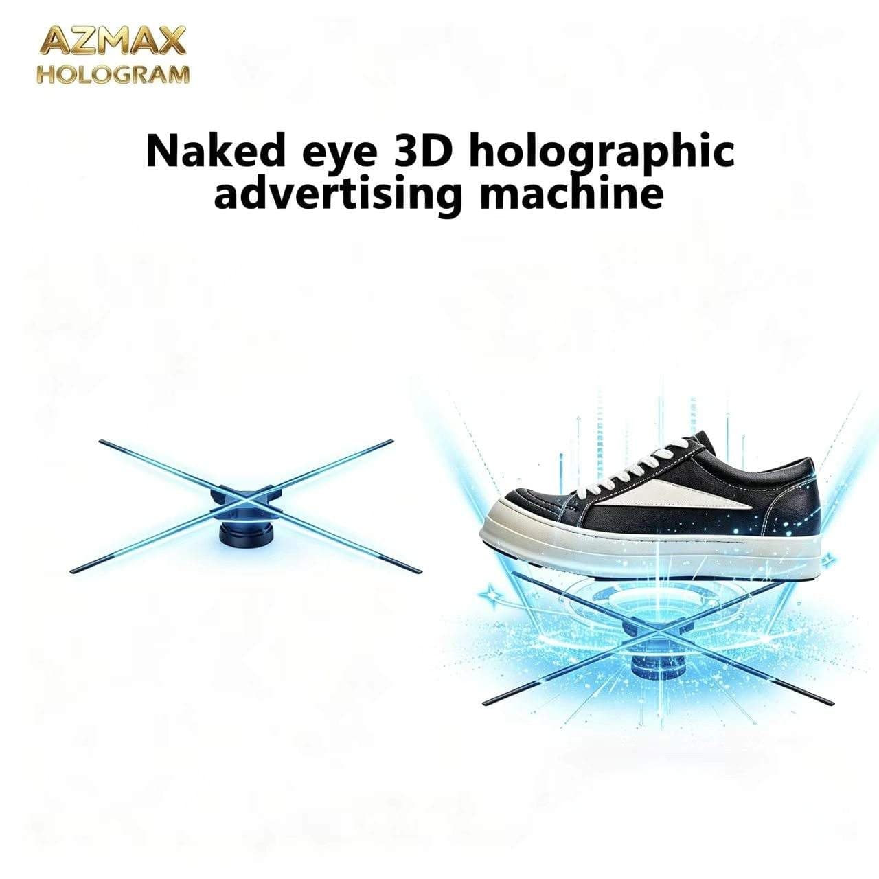 AZMAX 65cm 3D Holographic Display Projector Live Hologram Projector 3D Hologram Fan for Business Store Advertising Equipment