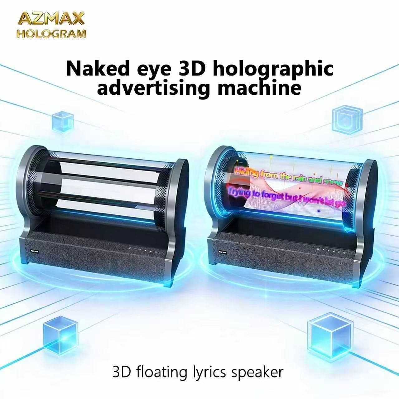 AZMAX S300 35W 3-Channel Stereo Holographic Projector Speaker 8G Storage Super Brightness HD Display /Wi-Fi/USB App Control