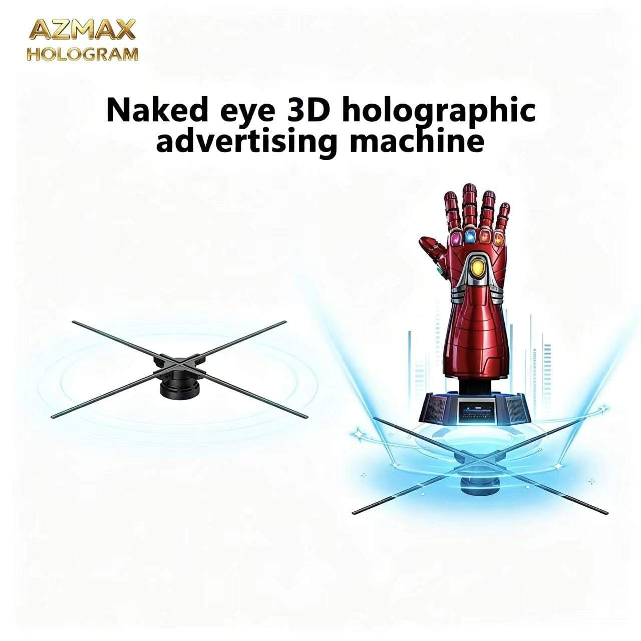 AZMAX 80cm 3D Holographic LED Display Fan with 928LED and 4 Aluminium Metal Blades for Advertising Ventilador