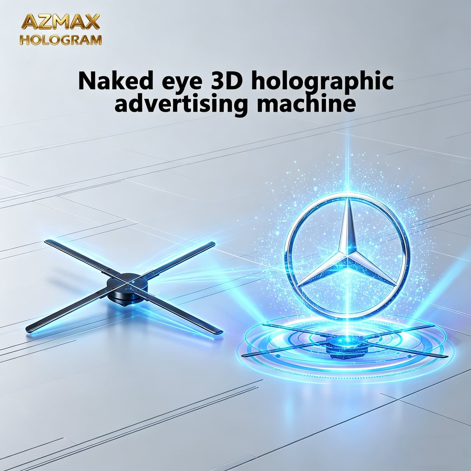AZMAX 65cm 1280 LED Indoor Education 3D Holographic 4-Leaf Fan Display Screen Ultra High Definition Multi-Splicing 176 OEM