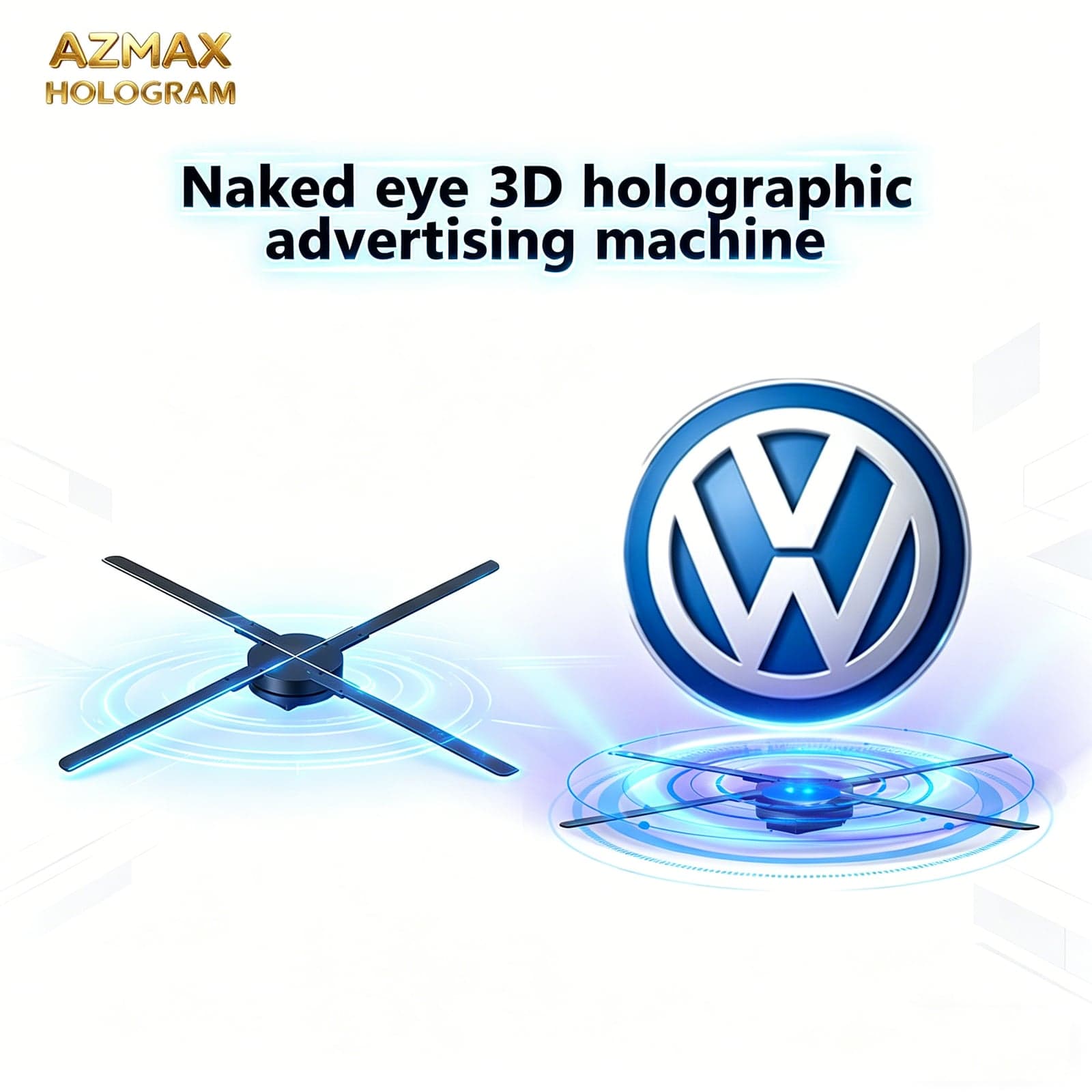 AZMAX 80cm 1280 LED Ultra High Definition 3D Holographic Fan Transparent Hologram Advertising Equipment Led Display Screen