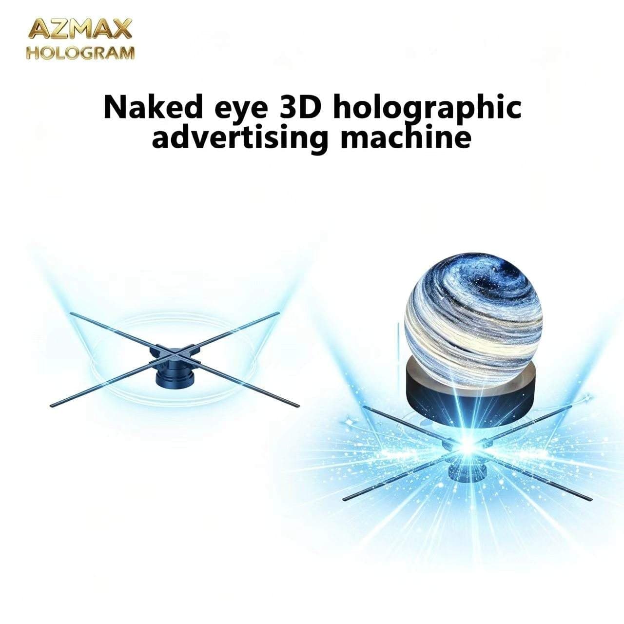 AZMAX 65cm 768 LED 3D Horogram Display Racks Portable for Durable LED Light Enhanced Visual Appeal Eco-Friendly Fan Display Prod