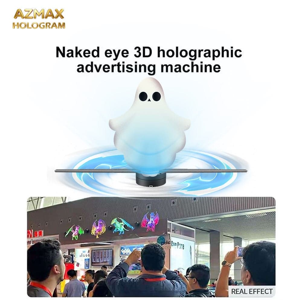 AZMAX 3D Hologram Projector Fan Video Technology Display 42cm 3D Holographic LED Billboard Indoor Advertising OEM Supply
